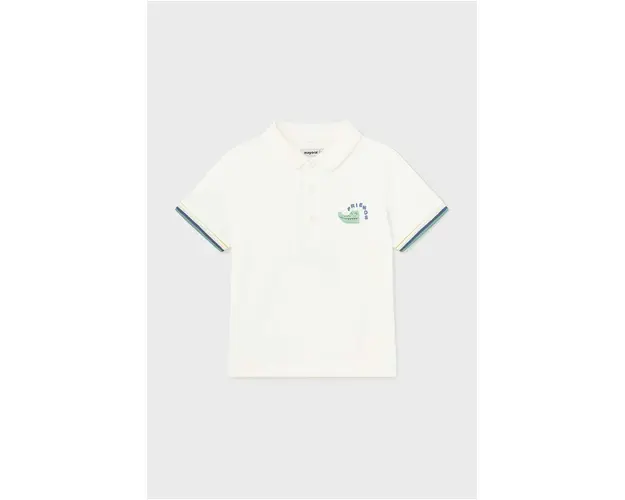 Mayoral tricouri polo din bumbac pentru bebelusi culoarea bej, cu imprimeu