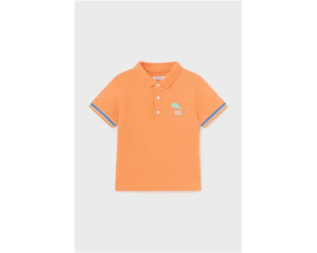 Mayoral tricouri polo din bumbac pentru bebelusi culoarea portocaliu, cu imprimeu