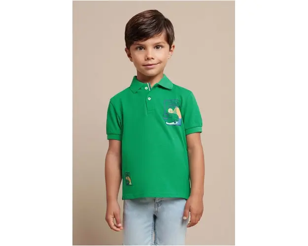 Mayoral tricou polo copii culoarea verde, cu imprimeu