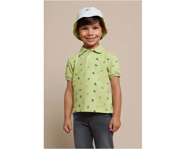 Mayoral tricou polo copii culoarea verde, modelator