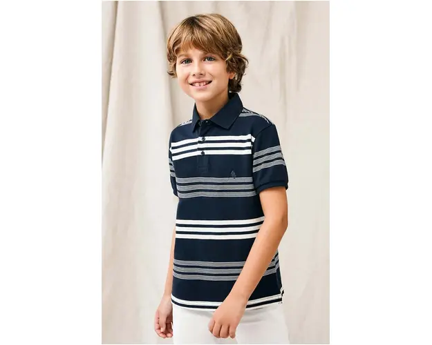Mayoral tricou polo copii culoarea albastru marin, modelator