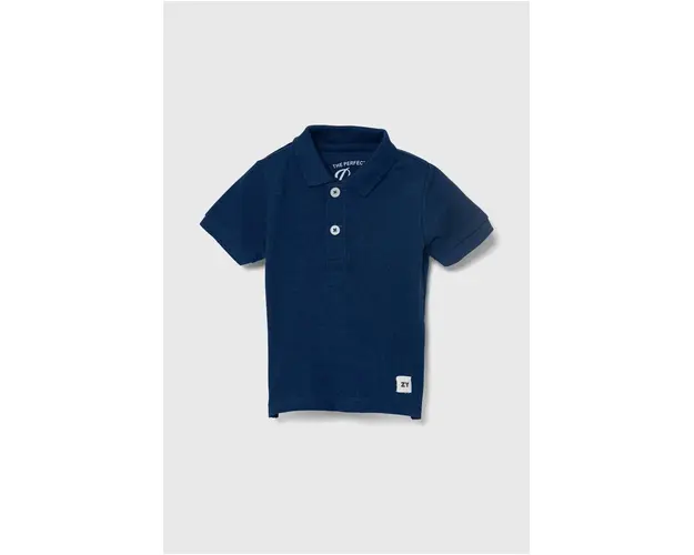 zippy tricouri polo din bumbac pentru bebelusi culoarea albastru marin, neted