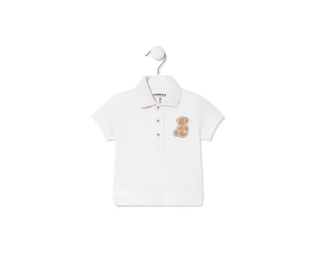 Tous tricouri polo din bumbac pentru copii culoarea alb, neted