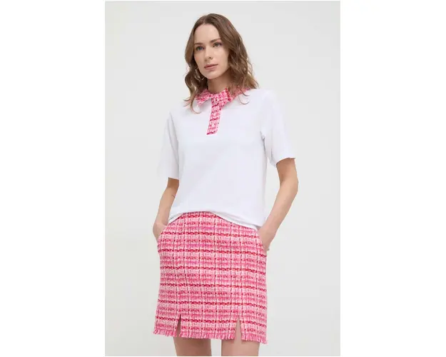 Karl Lagerfeld polo de bumbac culoarea alb