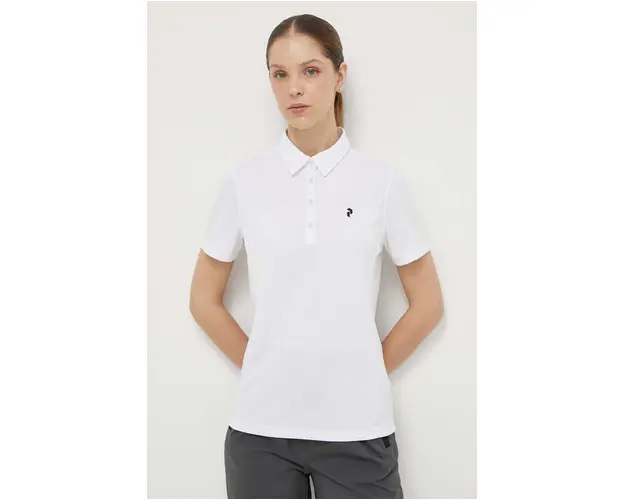 Peak Performance tricou polo femei, culoarea alb