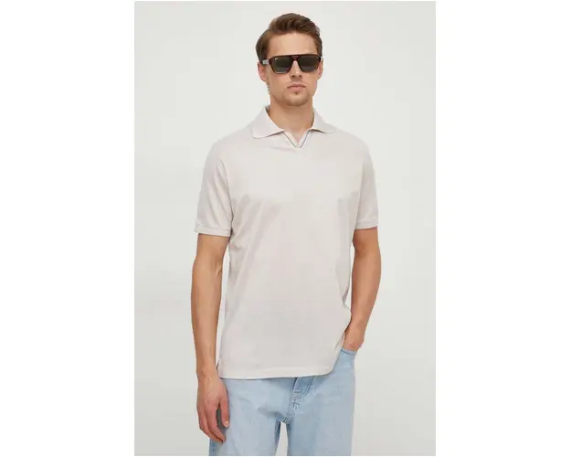 Paul&Shark polo de bumbac culoarea bej, neted