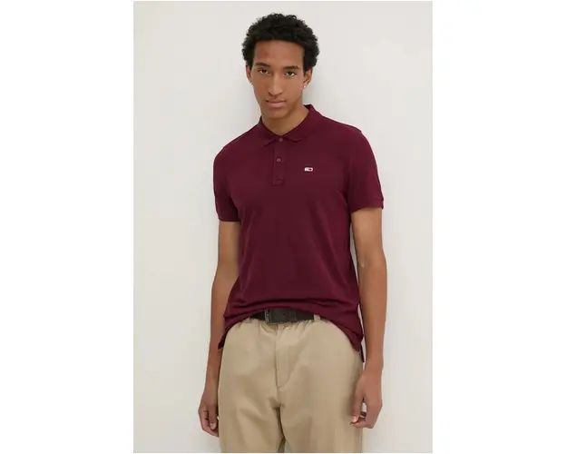 Tommy Jeans polo de bumbac culoarea albastru marin, neted, DM0DM18312