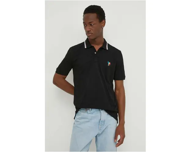 PS Paul Smith tricou polo barbati, culoarea negru, neted