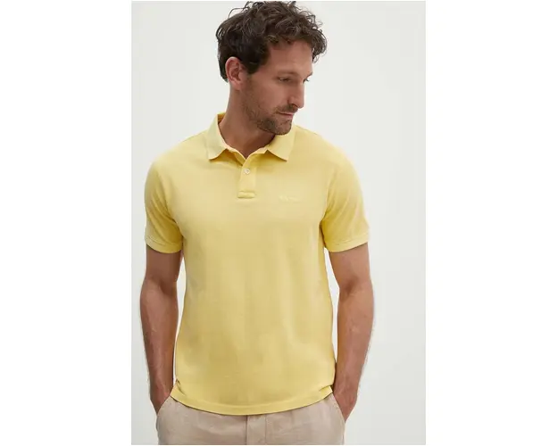 Pepe Jeans polo de bumbac culoarea galben, neted