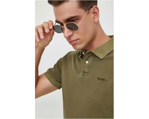 Pepe Jeans polo de bumbac culoarea verde, neted