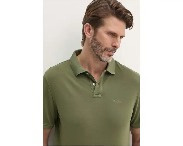 Pepe Jeans polo de bumbac culoarea verde, neted