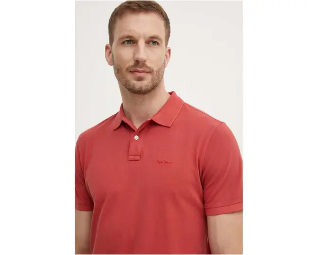 Pepe Jeans polo de bumbac culoarea maro, neted