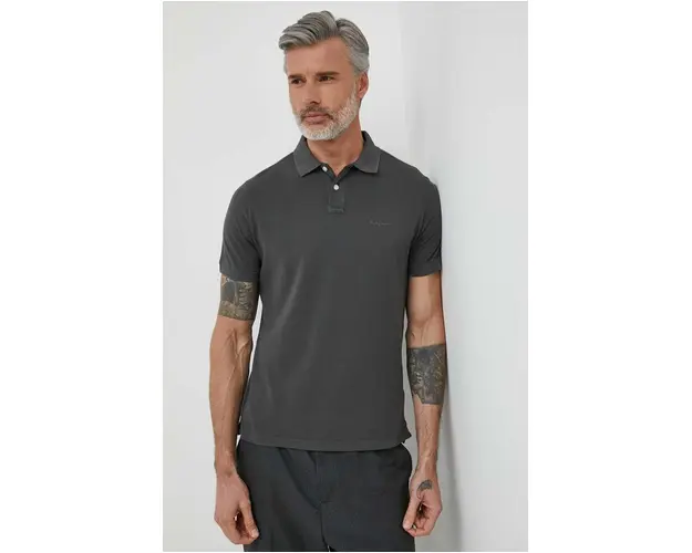 Pepe Jeans polo de bumbac culoarea gri, neted