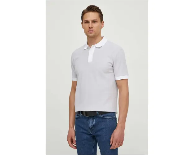 BOSS polo de bumbac culoarea gri, uni 50513580