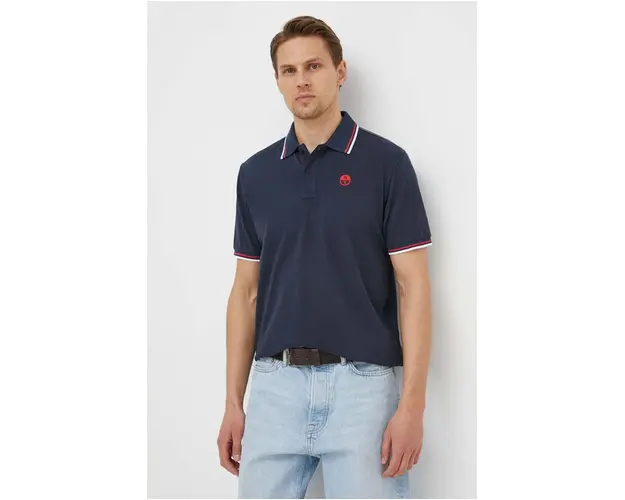 North Sails polo de bumbac culoarea albastru marin, neted, 692455