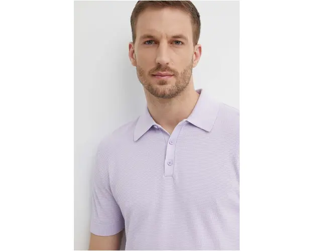 United Colors of Benetton polo de bumbac culoarea violet, neted