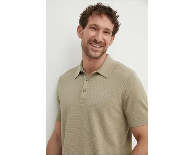 United Colors of Benetton polo de bumbac culoarea verde, neted