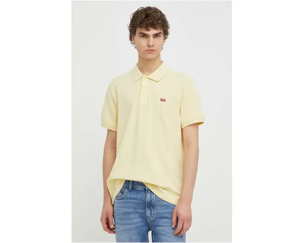 Levi's polo de bumbac culoarea galben, neted