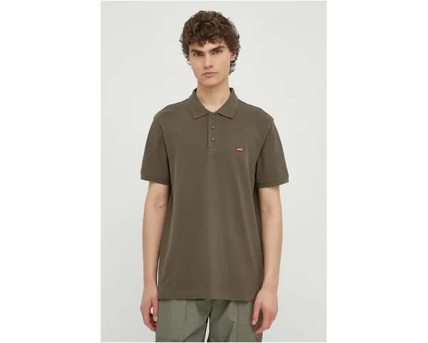 Levi's polo de bumbac culoarea verde, neted