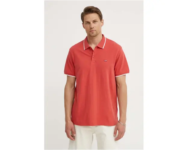 Levi's polo de bumbac culoarea rosu, neted