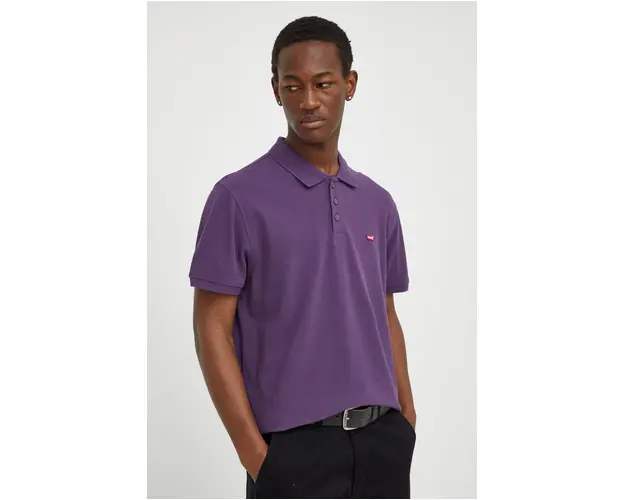 Levi's polo de bumbac culoarea violet, neted