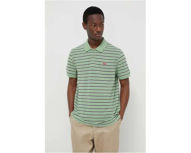 Levi's polo de bumbac culoarea verde, neted