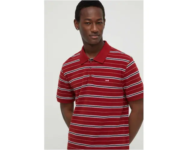 Levi's polo de bumbac culoarea bordo, neted