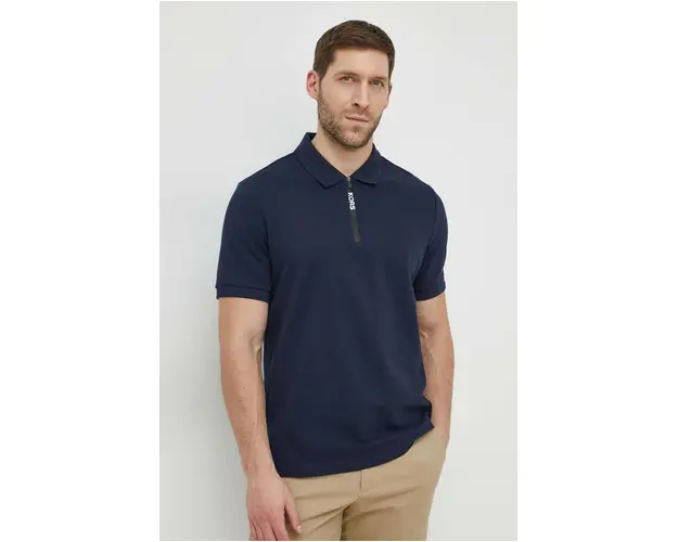 Michael Kors polo de bumbac culoarea albastru marin, neted