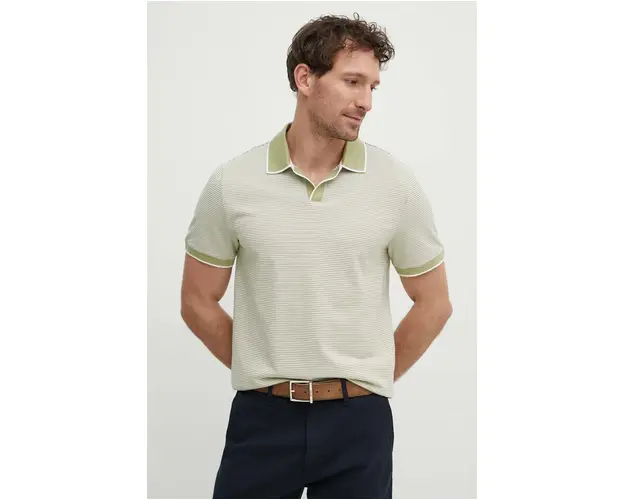 Michael Kors polo de bumbac culoarea verde, modelator