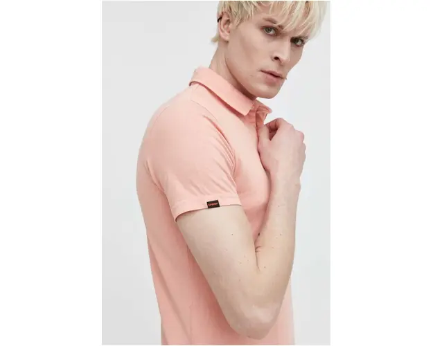 Superdry polo de bumbac culoarea roz, neted