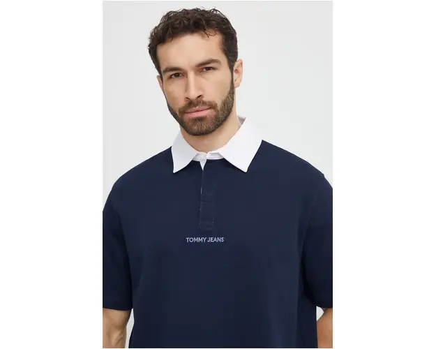Tommy Jeans polo de bumbac culoarea bleumarin, uni DM0DM18924
