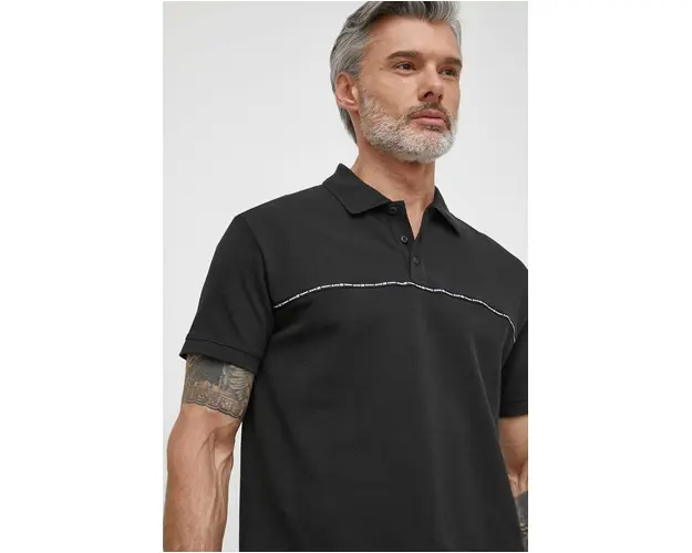 Tommy Jeans polo de bumbac culoarea negru, cu imprimeu DM0DM18926
