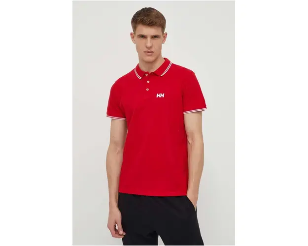 Helly Hansen polo de bumbac culoarea rosu, neted