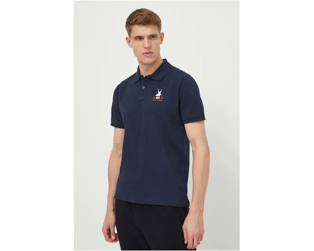 Helly Hansen polo de bumbac culoarea albastru marin, cu imprimeu