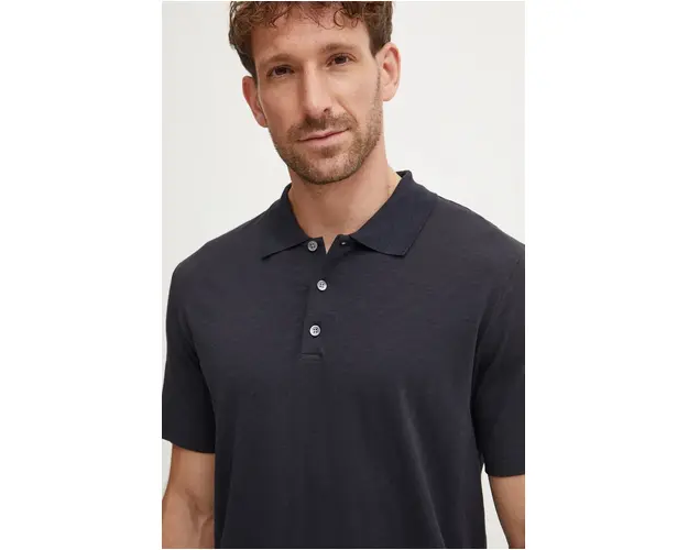 Theory polo de bumbac culoarea albastru marin, neted