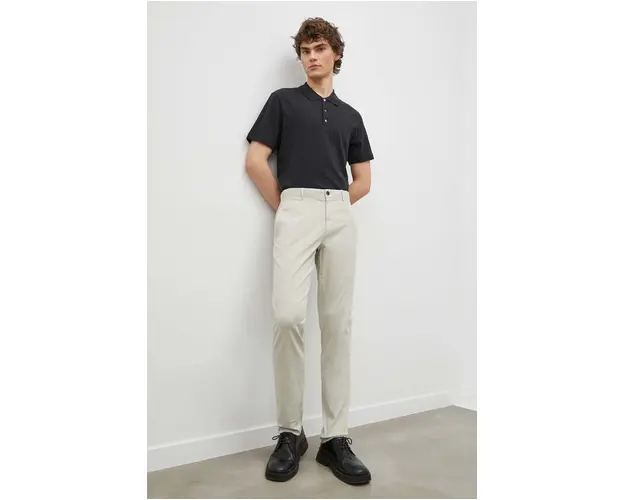 Theory polo de bumbac culoarea negru, neted