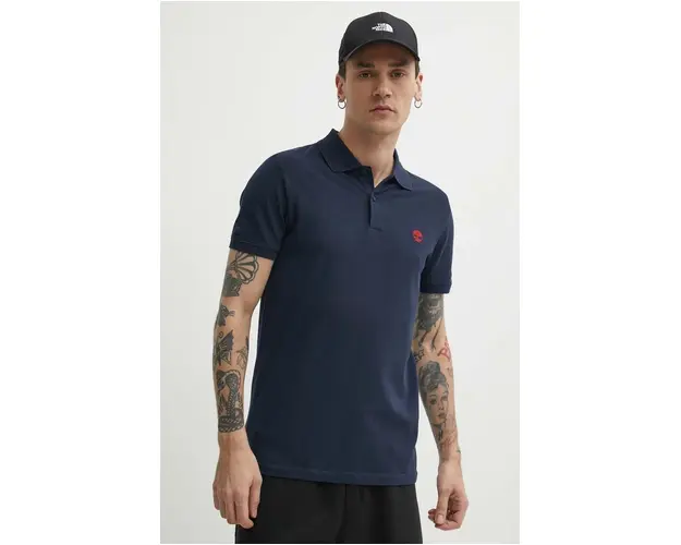 Timberland tricou polo barbati, culoarea albastru marin, cu imprimeu, TB0A2DJE4331
