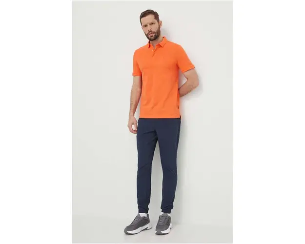 Peak Performance polo de bumbac culoarea portocaliu, neted