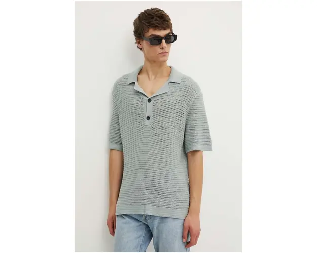 Abercrombie & Fitch polo de bumbac culoarea gri, neted