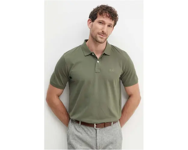 Lindbergh tricou polo barbati, culoarea verde, neted, 30-404016