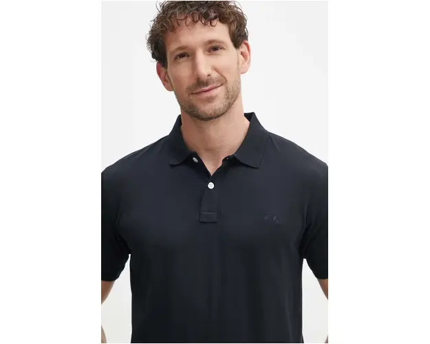 Lindbergh tricou polo barbati, culoarea negru, neted, 30-404016