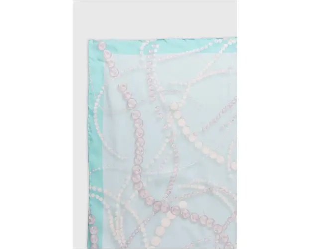 Lanvin esarfa de matase culoarea turcoaz, cu model 6L9090.SR556