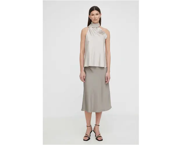 Drykorn fusta URA culoarea verde, midi, evazati, 130065 66403