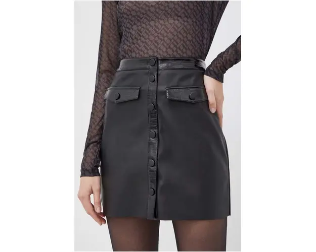 Bruuns Bazaar fusta culoarea negru, mini, drept