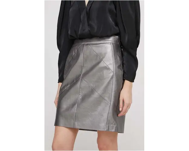 Dkny fusta culoarea argintiu, mini, creion