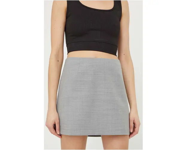 Herskind fusta din amestec de lana culoarea gri, mini, drept