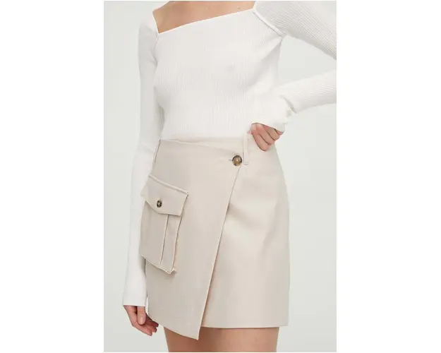 Herskind fusta din amestec de lana culoarea bej, mini, drept