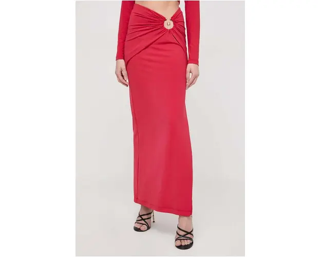 Bardot fusta culoarea rosu, maxi, creion