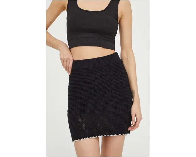 Alohas fusta din bumbac culoarea negru, mini, drept