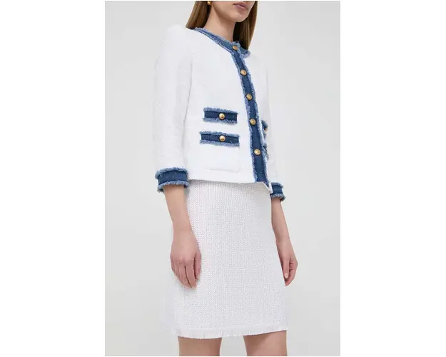 Luisa Spagnoli fusta culoarea alb, mini, evazati